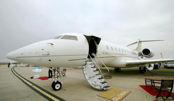 The Bombardier Global 5000 private jet.