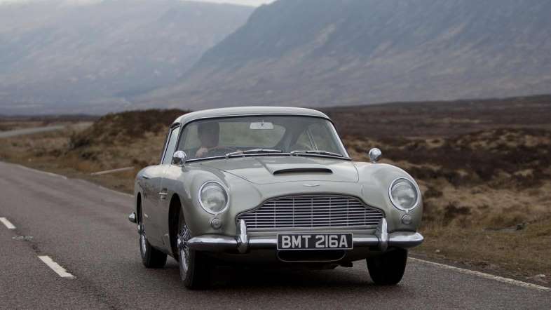 James Bond 007 in the classic Aston Martin DB5